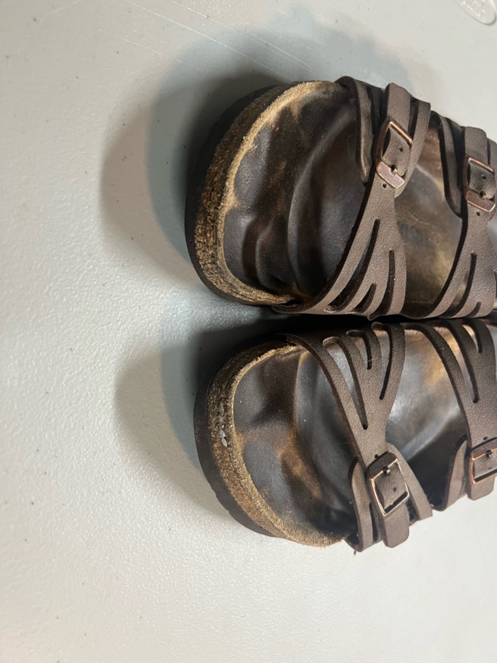 Birkenstock Brown Multi Strap Sandals Size 40 EU Women’s Cork Footbed Worn - Picture 5 of 10